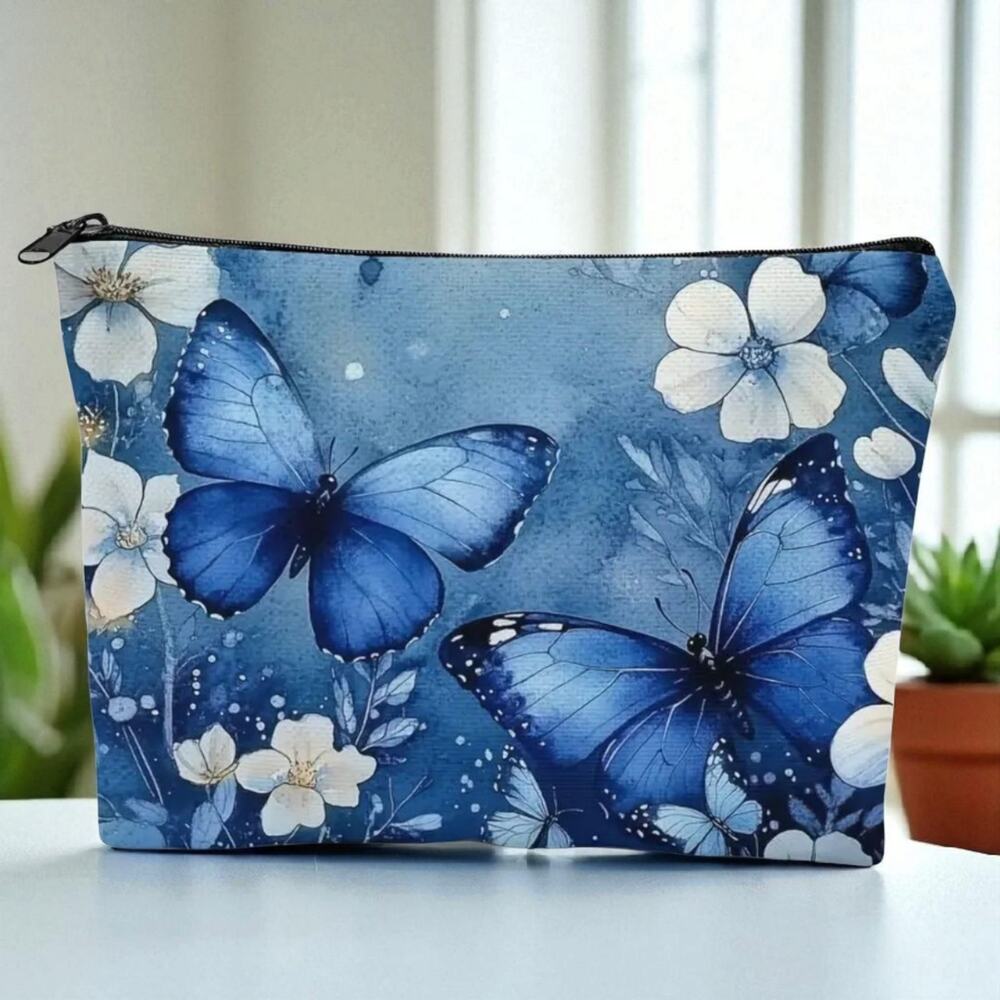 Floral Cosmetic Bag Black Sunflower Travel Makeup Organizer